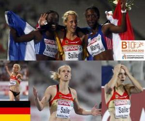 yapboz Verena Sailer 100m şampiyonu ve Myriam Soumaré Véronique Mang (2 ve 3) Avrupa Atletizm Şampiyonası&#039;nda Barcelona 2010